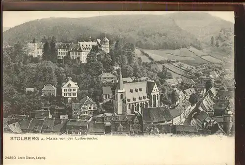 Stolberg Harz Blick von der Lutherbuche Kirche Schloss Kat. Stolberg Harz