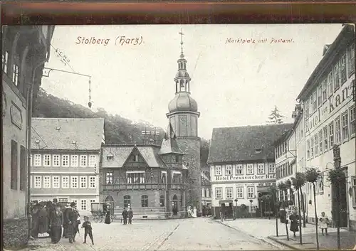 Stolberg Harz Marktplatz Turm Postamt Kat. Stolberg Harz