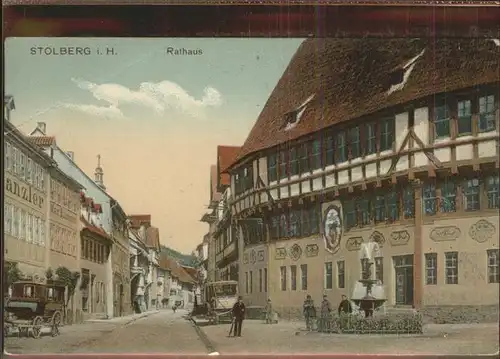 Stolberg Harz Rathaus Brunnen Pferdekutsche Kat. Stolberg Harz