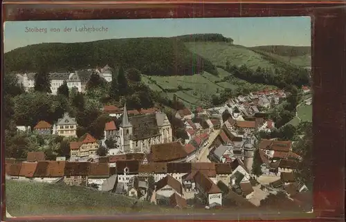 Stolberg Harz Blick von Lutherbuche Kirche Schloss Kat. Stolberg Harz