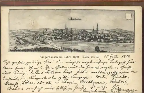 Sangerhausen Suedharz im Jahre 1650 nach Merian Kat. Sangerhausen