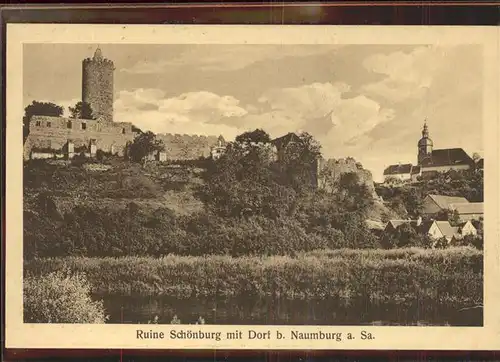 Schoenburg Naumburg Ruine mit Dorf Kat. Schoenburg Naumburg