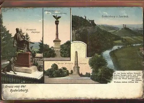 Rudelsburg Burg Saaleck Kaiser Wilhelm Denkmal Kriegerdenkmal Bismarckdenkmal Kat. Bad Koesen