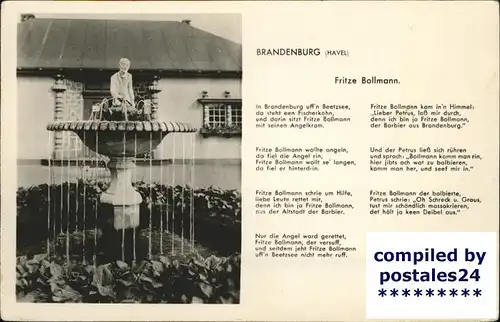 Brandenburg Havel Brunnen Fritze Bollmann Gedicht Kat. Brandenburg
