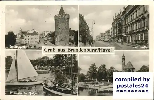 Brandenburg Havel Steintorturm Steinstrasse Malge Segelboot Salzhof Johanniskirche Kat. Brandenburg