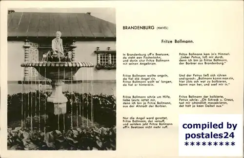 Brandenburg Havel Brunnen Fritze Bollemann Gedicht Kat. Brandenburg