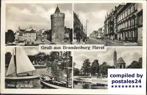 Brandenburg Havel Steintorturm Steinstrasse Malge Segelboot Salzhof Johanniskirche Kat. Brandenburg