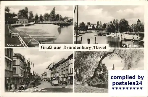 Brandenburg Havel Strandbad Bootshaus Hauptstrasse HO Kaufhaus Dom Kat. Brandenburg