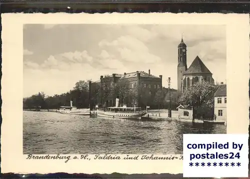 Brandenburg Havel Partie an der Havel Boot Saldria Schule Johanniskirche Kat. Brandenburg