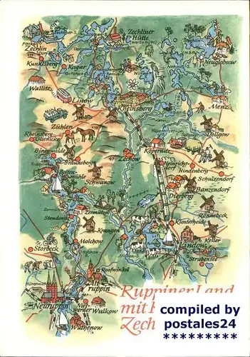 Rheinsberg Panoramakarte Ruppiner Land Kat. Rheinsberg