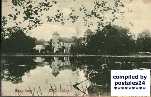 Rheinsberg Schloss mit See Ruderer Kat. Rheinsberg