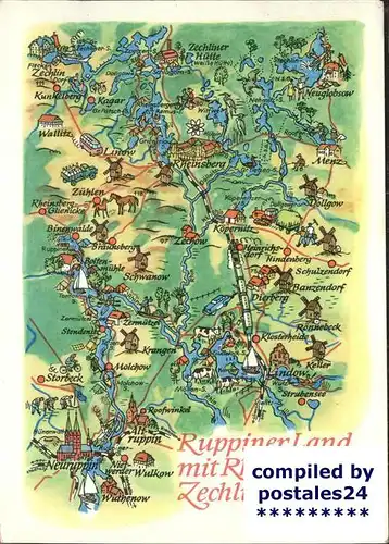 Rheinsberg und Umgebung Panoramakarte Kat. Rheinsberg