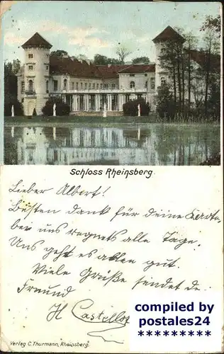 Rheinsberg Schloss mit See Kat. Rheinsberg