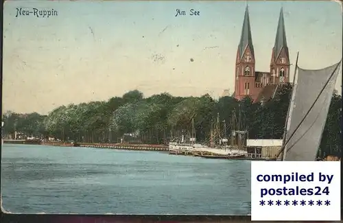 Neuruppin Seepartie mit Klosterkirche Kat. Neuruppin