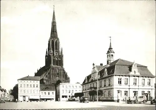 Demmin Mecklenburg Vorpommern Markt Kirche Rathaus Autos Kat. Demmin