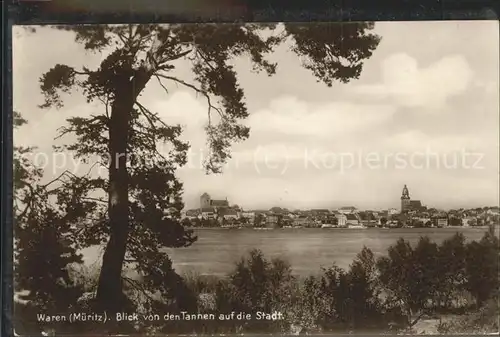 Waren Mueritz Blick von den Tannen auf Stadt Kat. Waren Mueritz