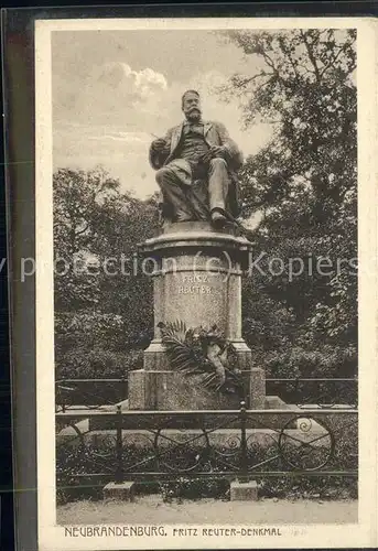 Neubrandenburg Fritz Reuter Denkmal Kat. Neubrandenburg