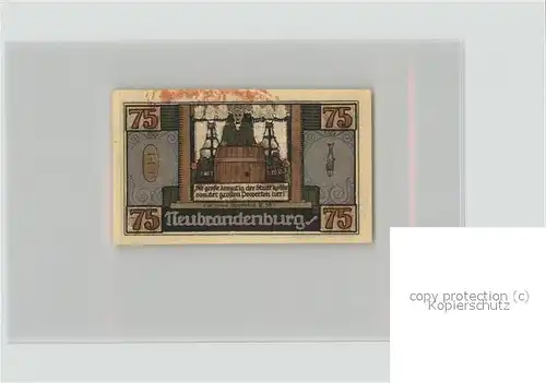 Neubrandenburg Gutschein 75 Pfennig Kat. Neubrandenburg