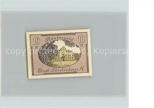 Fuerstenberg Mecklenburg Gutschein 10 Pfennig Reutergeld Kat. Neustrelitz