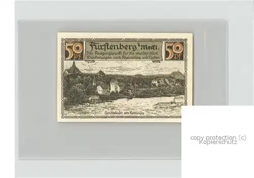 Fuerstenberg Mecklenburg Gutschein 50 Pfennig Kat. Neustrelitz