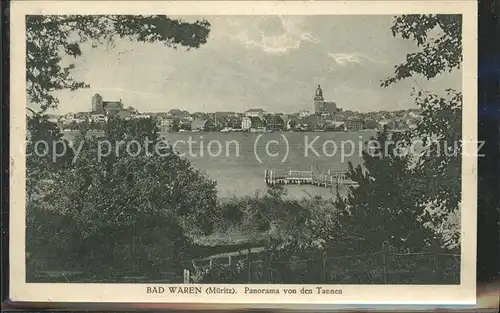 Waren Mueritz Panorama von den Tannen Kat. Waren Mueritz