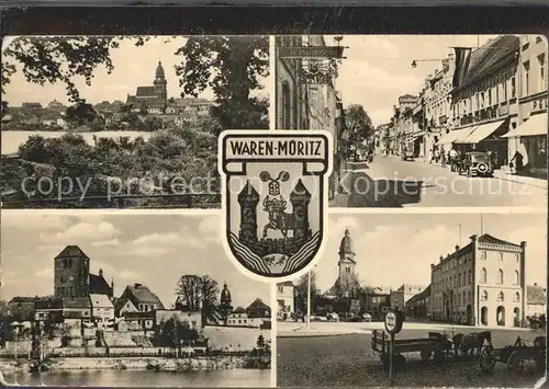 Waren Mueritz Kirche Stadtblick Hauptstrasse Wappen Kat. Waren Mueritz