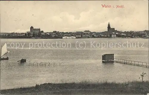 Waren Mueritz Stadtblick Mueritzsee Kat. Waren Mueritz