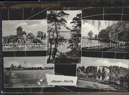 Waren Mueritz Panorama mit Teilansichten Kat. Waren Mueritz