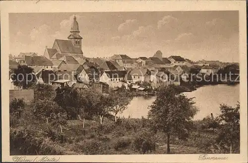 Waren Mueritz Stadtblick mit Kirche Kat. Waren Mueritz