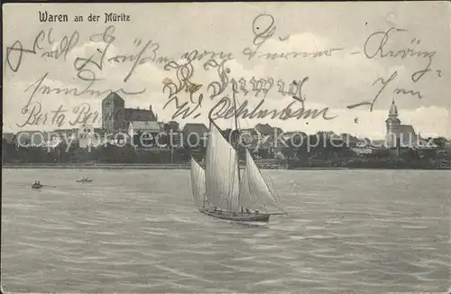 Waren Mueritz Segelpartie Panorama Kat. Waren Mueritz