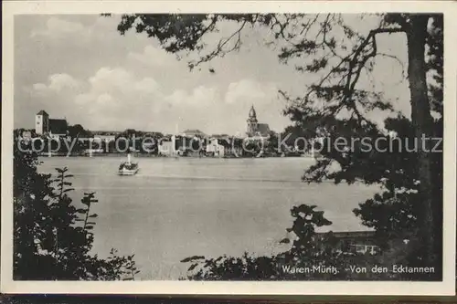 Waren Mueritz Blick von den Ecktannen Schiff Kat. Waren Mueritz