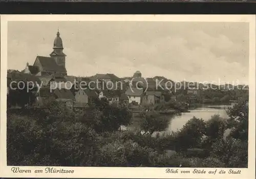 Waren Mueritz Stadtblick Kirche Kat. Waren Mueritz