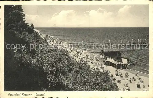 Koserow Ostseebad Usedom Strand mit Seebruecke Kat. Koserow