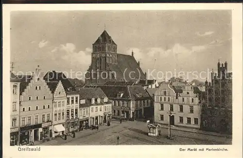 Greifswald Mecklenburg Vorpommern Der Markt mit Marienkirche Kat. Greifswald