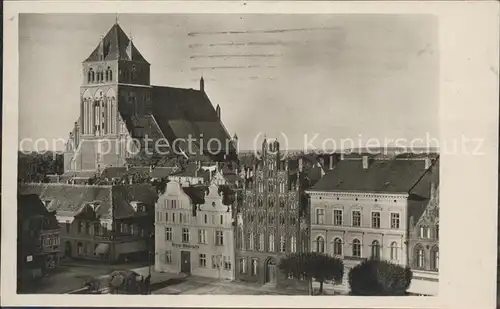 Greifswald Mecklenburg Vorpommern Marktplatz mit Marienkirche Kat. Greifswald