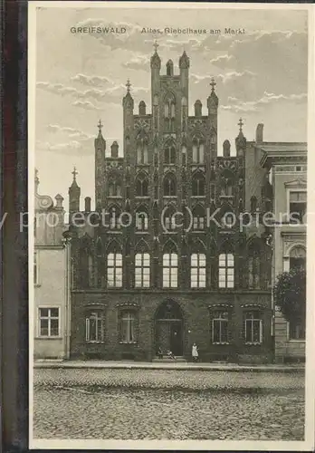 Greifswald Mecklenburg Vorpommern Altes Giebelhaus am Marktplatz Kat. Greifswald