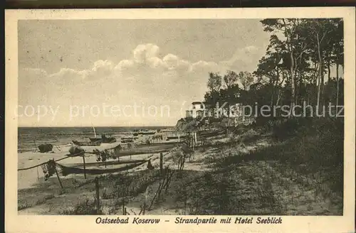 Koserow Ostseebad Usedom Strand mit Hotel Seeblick Kat. Koserow