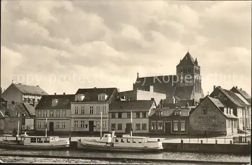 Greifswald Mecklenburg Vorpommern Hafen mit Marienkirche Kat. Greifswald