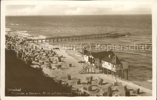 Koserow Ostseebad Usedom Strandleben mit Seebruecke Kat. Koserow