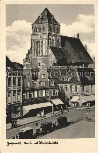 Greifswald Mecklenburg Vorpommern Markt mit Marienkirche Kat. Greifswald