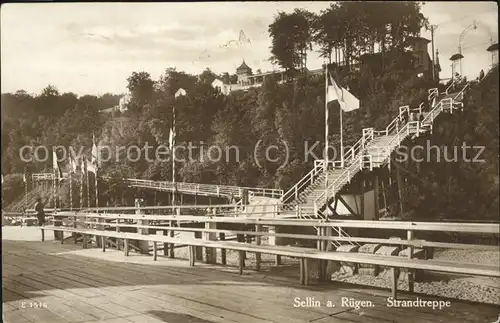 Sellin Ostseebad Ruegen Strandtreppe Seebruecke Hochufer Baden  Kat. Sellin Ostseebad