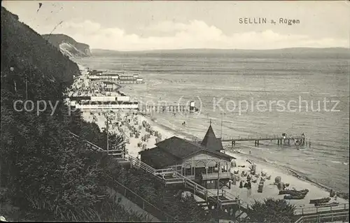 Sellin Ostseebad Ruegen Strand Seebruecke Hochufer Baden Kat. Sellin Ostseebad