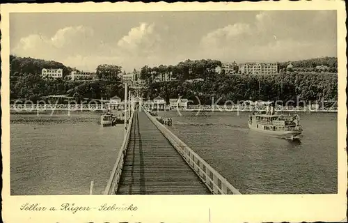 Sellin Ostseebad Ruegen Strand Seebruecke Hochufer Schiffe Kat. Sellin Ostseebad