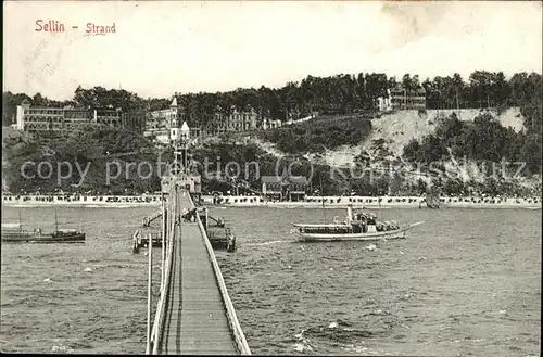 Sellin Ostseebad Ruegen Strand Seebruecke Hochufer Schiffe Kat. Sellin Ostseebad