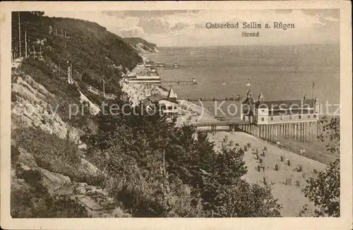 Sellin Ostseebad Ruegen Strand Seebruecke Hochufer Baden Kat. Sellin Ostseebad