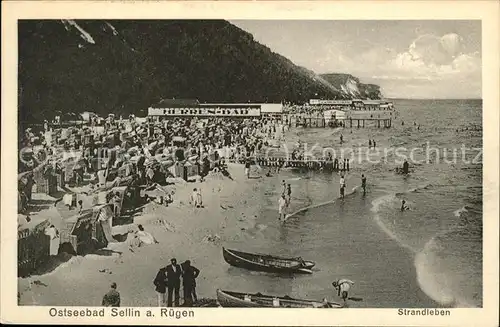 Sellin Ostseebad Ruegen Strand Seebruecke Hochufer Baden Kat. Sellin Ostseebad