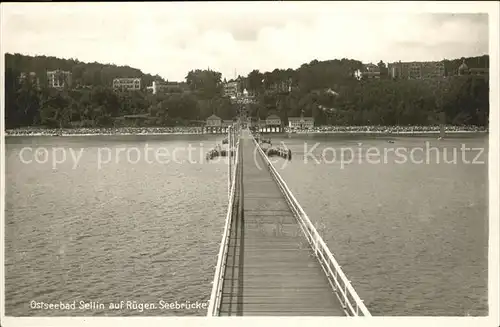 Sellin Ostseebad Ruegen Strand Seebruecke Hochufer Baden Kat. Sellin Ostseebad