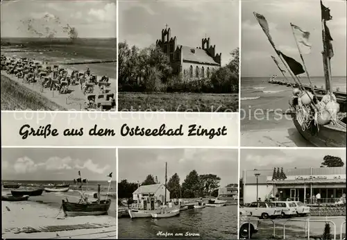 Zingst Ostseebad Hafen Autos Boote Kirche Strand / Zingst Darss /Nordvorpommern LKR