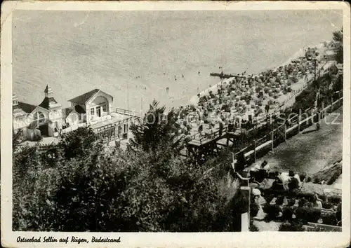 Sellin Ostseebad Ruegen Strand Seebruecke Hochufer Baden Kat. Sellin Ostseebad