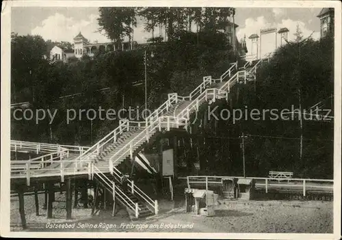 Sellin Ostseebad Ruegen Strand Freitreppe Hochufer Baden Kat. Sellin Ostseebad